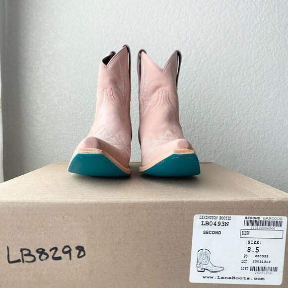 Lane LEXINGTON Womens Cowboy Bootie 8.5 Pink Western Cowgirl Short Ankle Boots - Picture 10 of 11